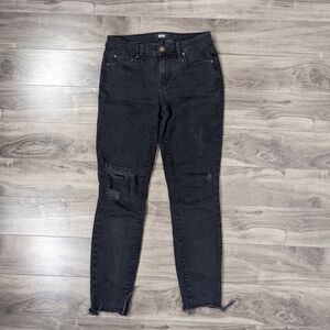 Paige Verdugo Skinny Ankle Jeans Size 26 Black Distressed